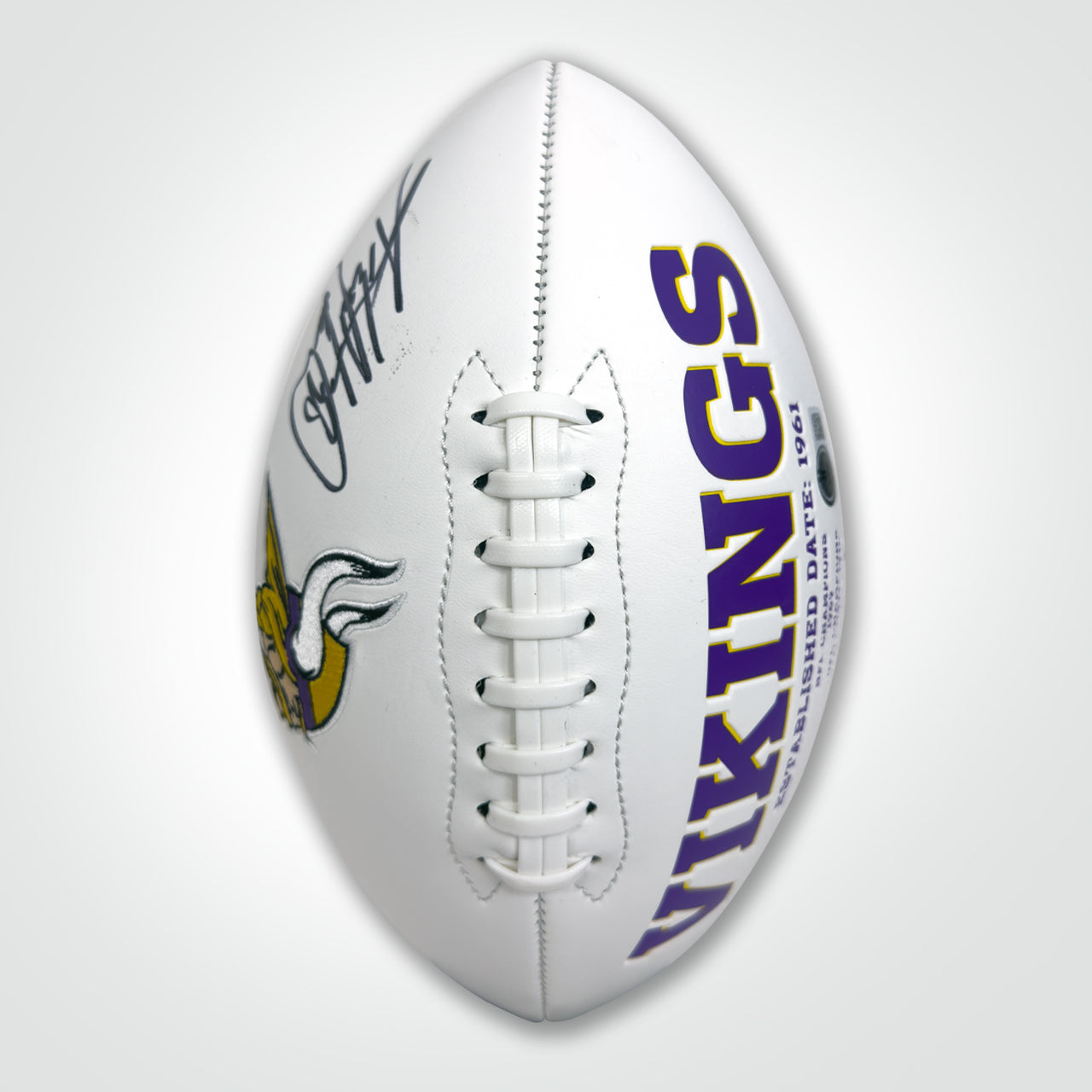 Adrian Peterson Signed Vikings White Logo Football