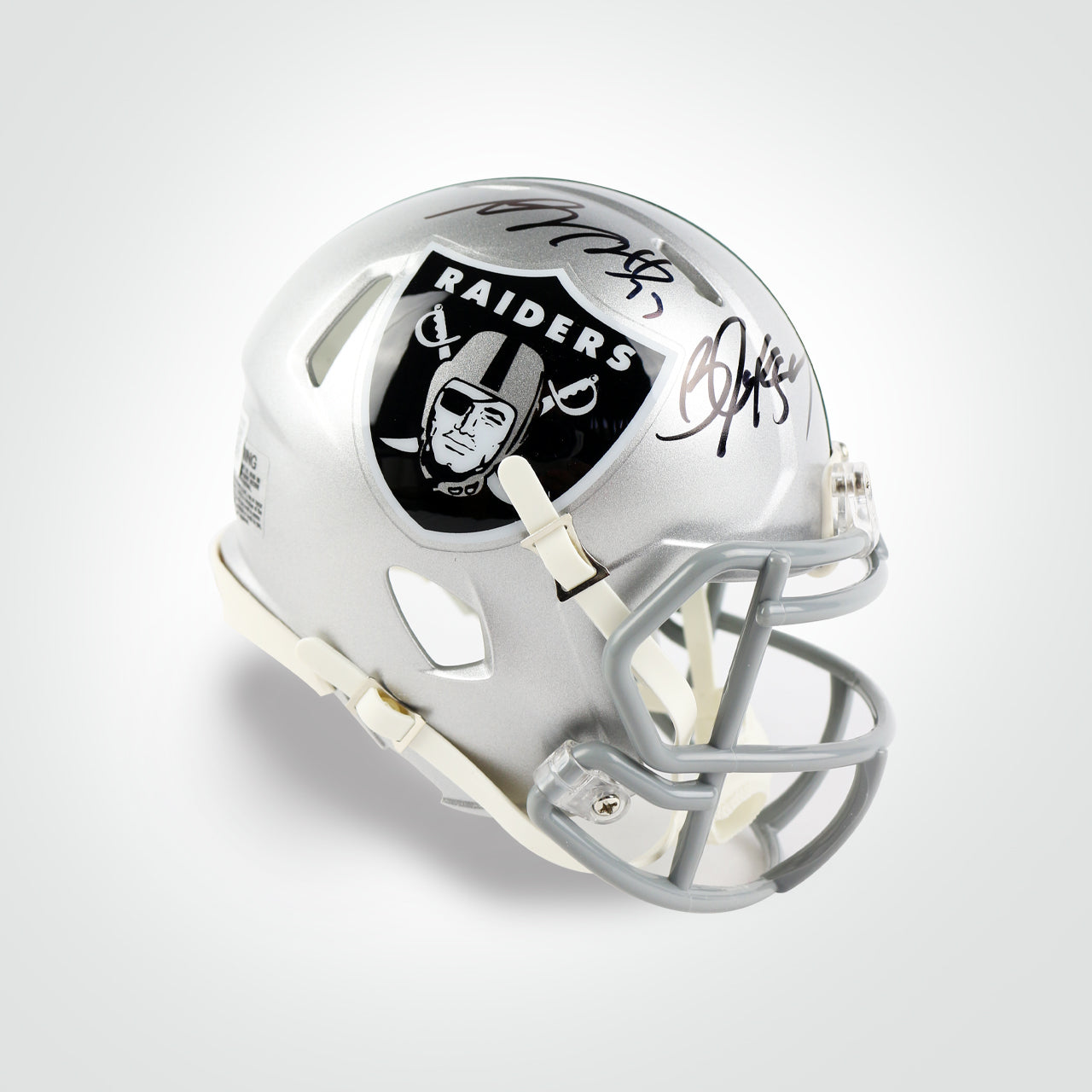 Bo Jackson & Davante Adams Dual Signed Raiders Speed Mini Helmet