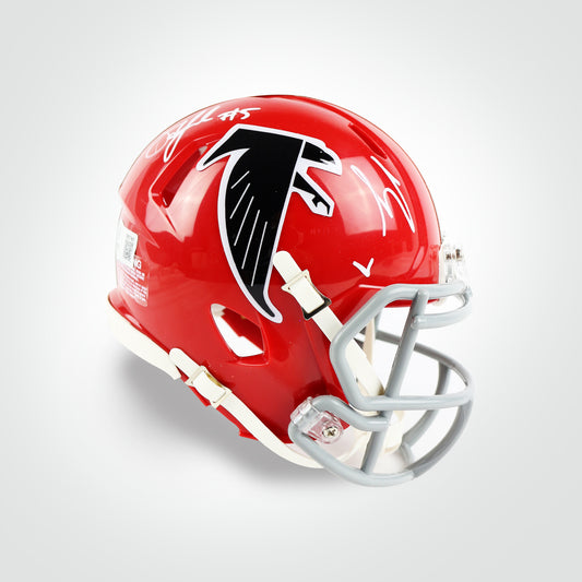Bijan Robinson & Drake London Dual Signed Falcons Throwback Speed Mini Helmet