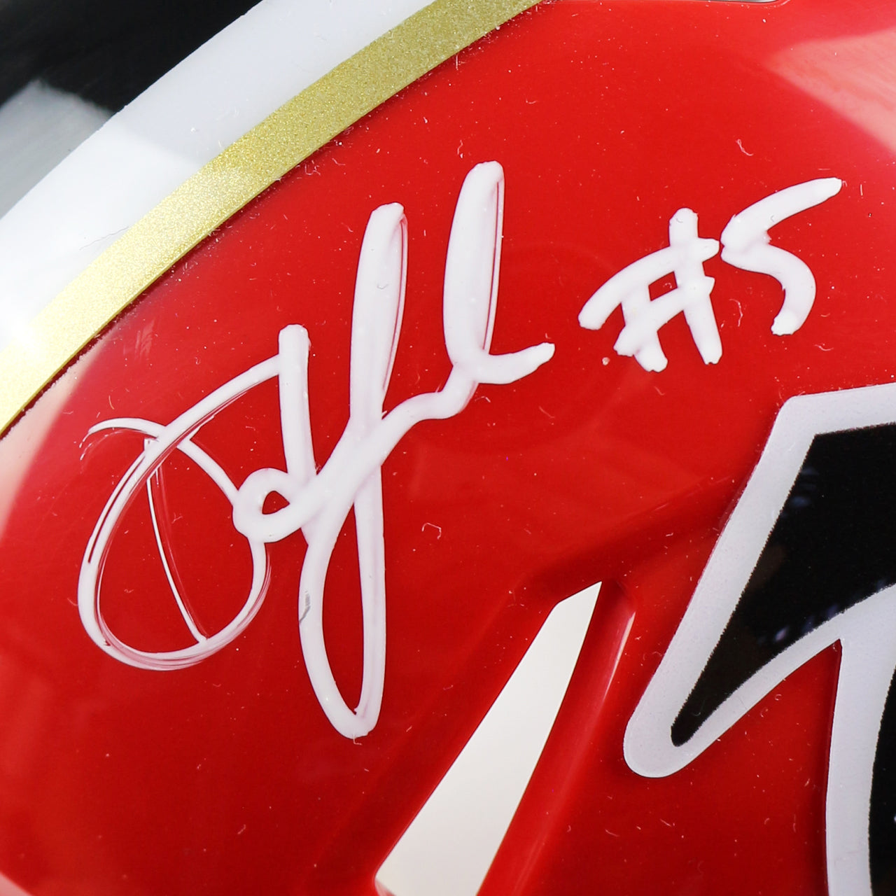 Bijan Robinson & Drake London Dual Signed Falcons Throwback Speed Mini Helmet