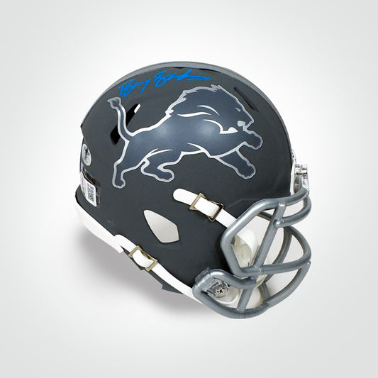 Barry Sanders Signed Lions Slate Mini Helmet