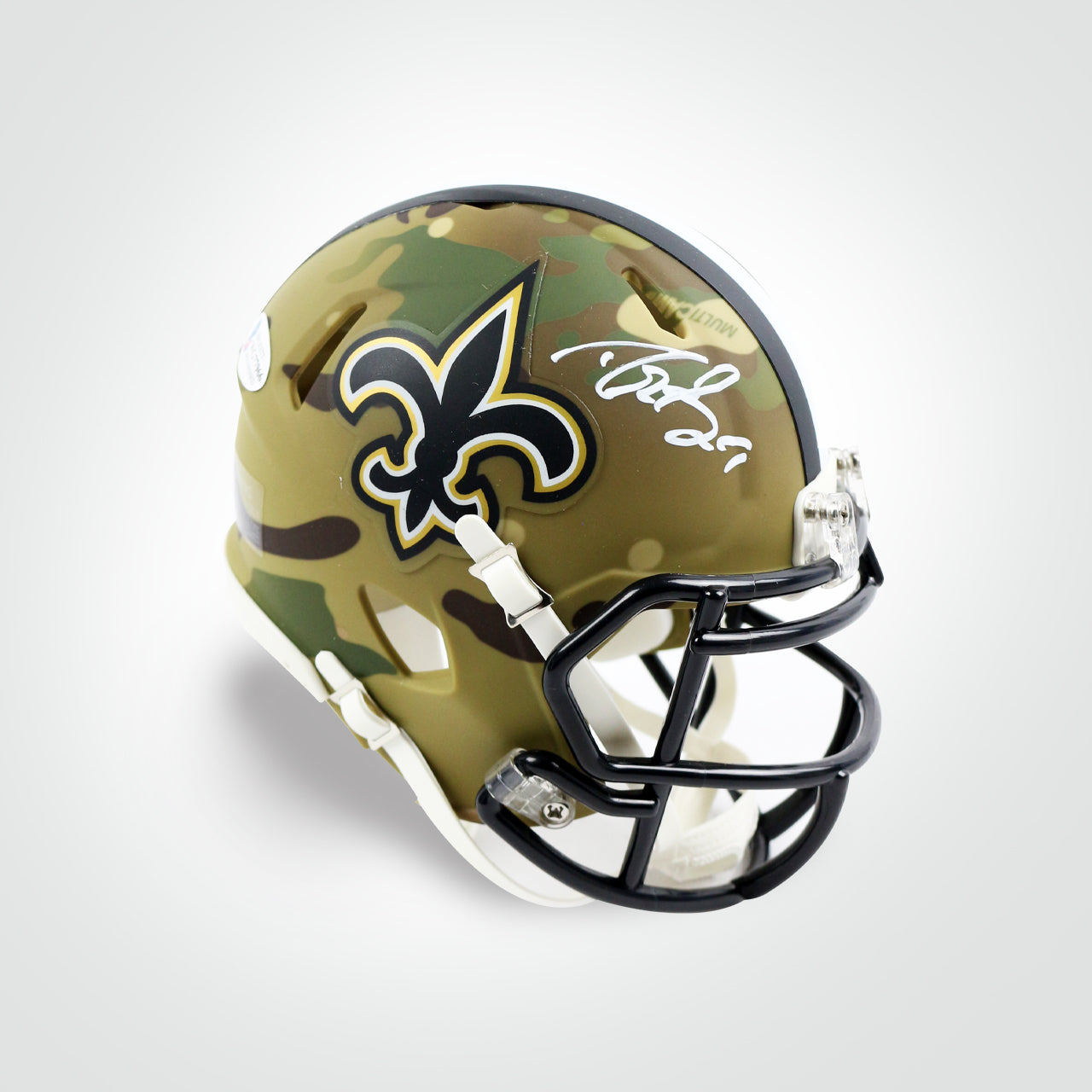 Drew Brees Signed Saints Camo Mini Helmet