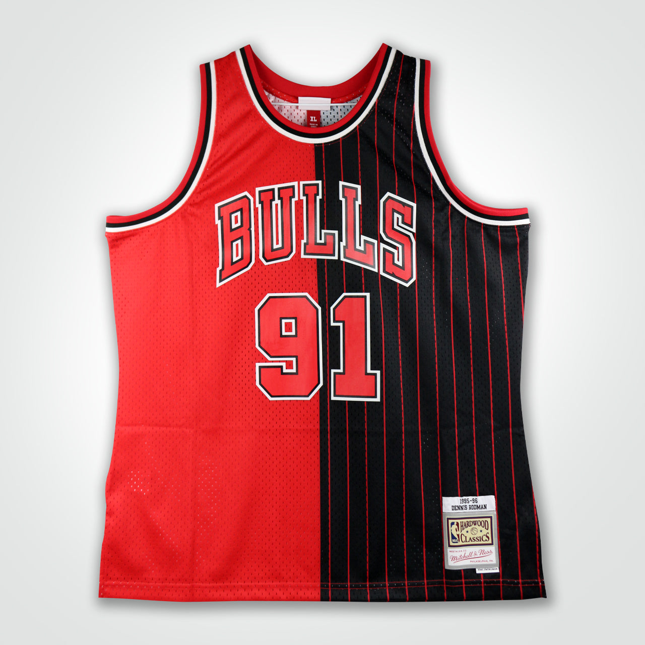 Dennis Rodman Signed Bulls Mitchell & Ness 95-96 Split Jersey