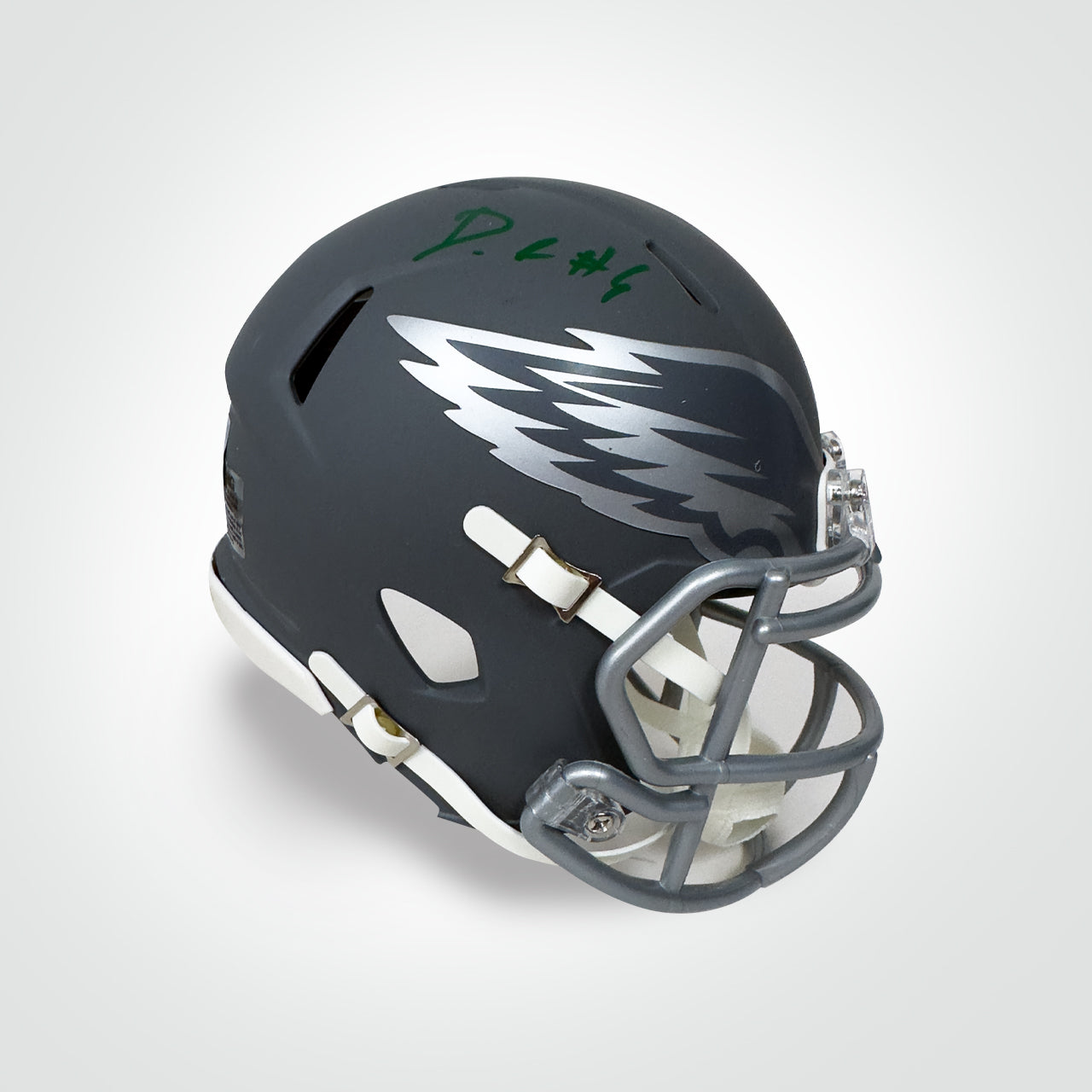 DeVonta Smith Signed Eagles Slate Mini Helmet