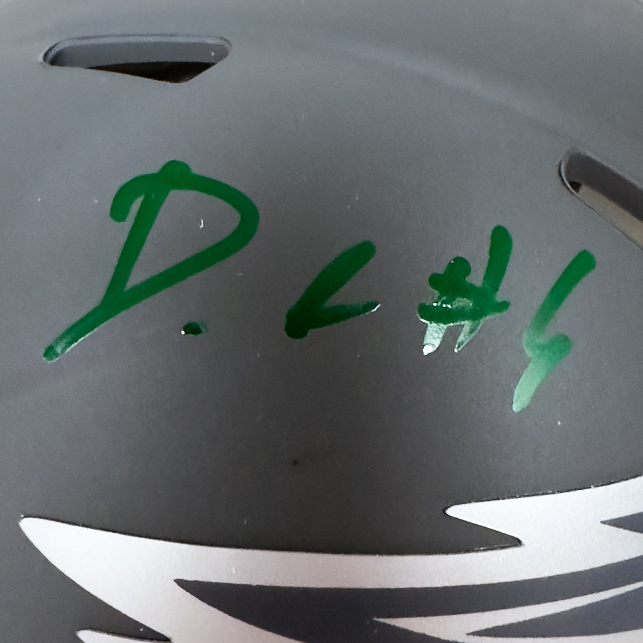 DeVonta Smith Signed Eagles Slate Mini Helmet