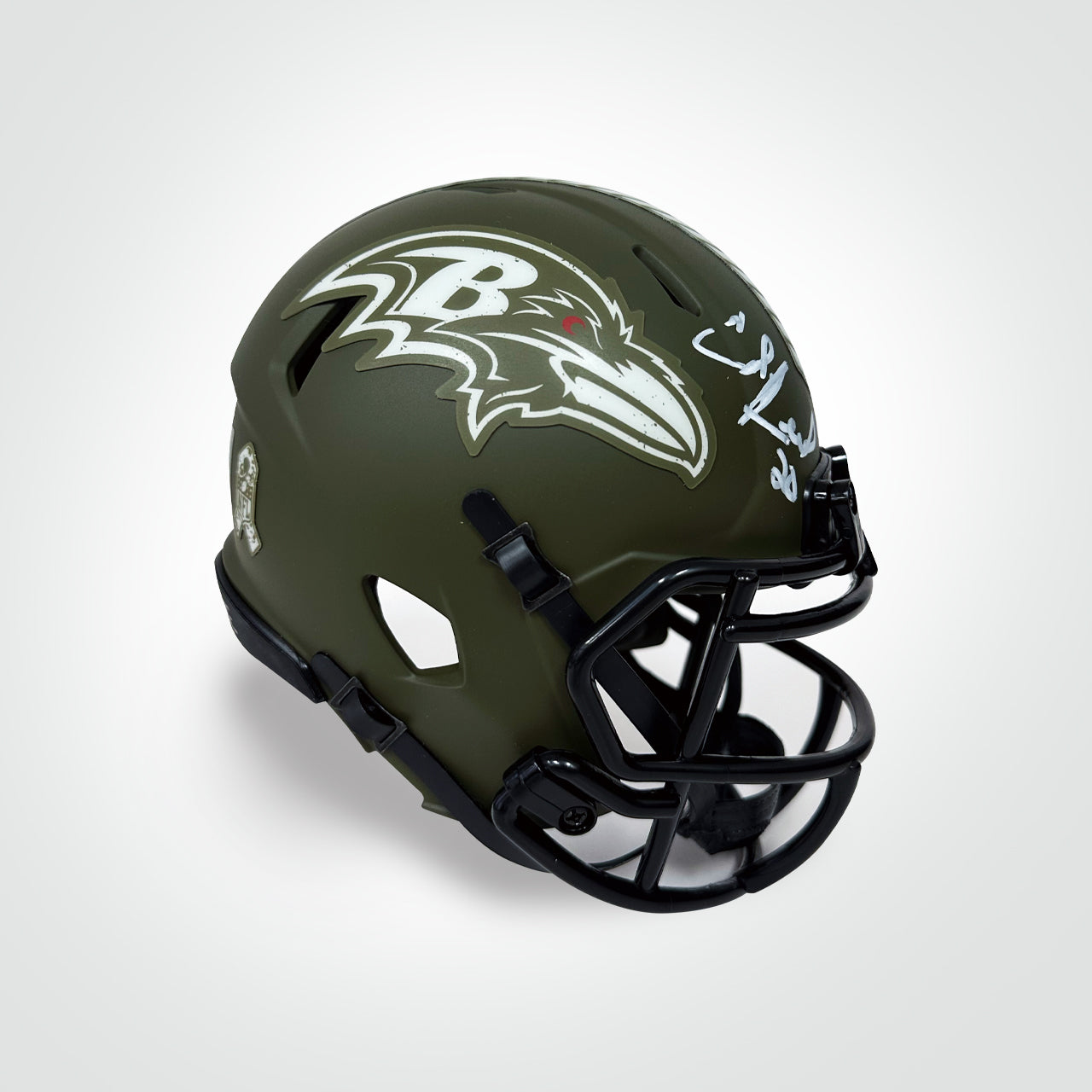 Ed Reed Signed Ravens Salute to Service Mini Helmet