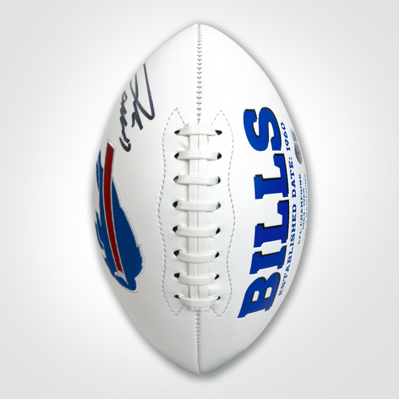 Josh Allen Signed Bills White Logo Football