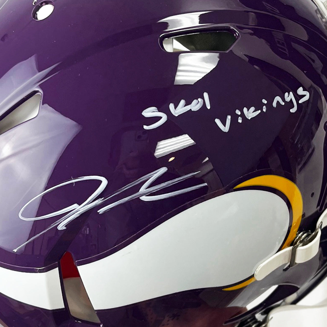 Jordan Addison Signed Vikings Throwback Speed Full Size Authentic Helmet