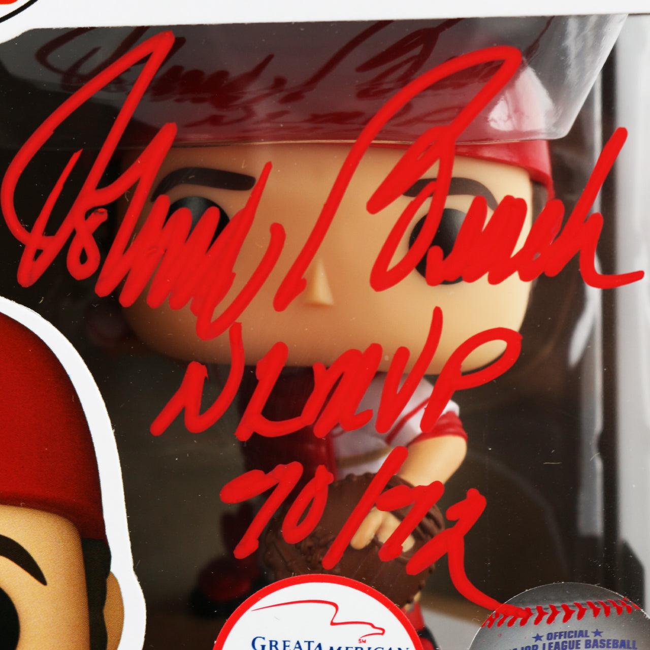 Johnny Bench Signed Reds Funko Pop! Inscribed 'NLMVP 70/72'