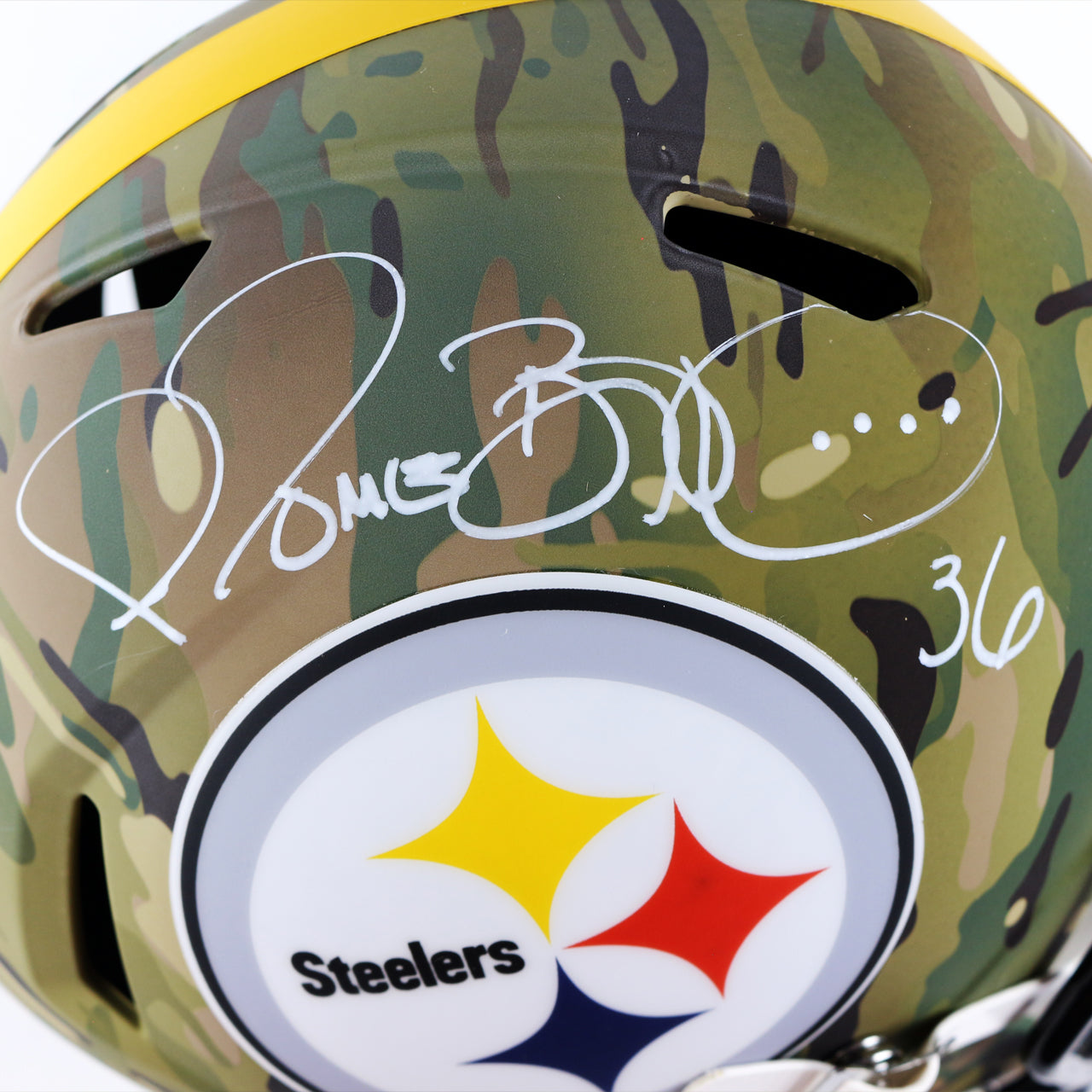 Jerome Bettis Signed Steelers Camo Speed Full Size Replica Helmet