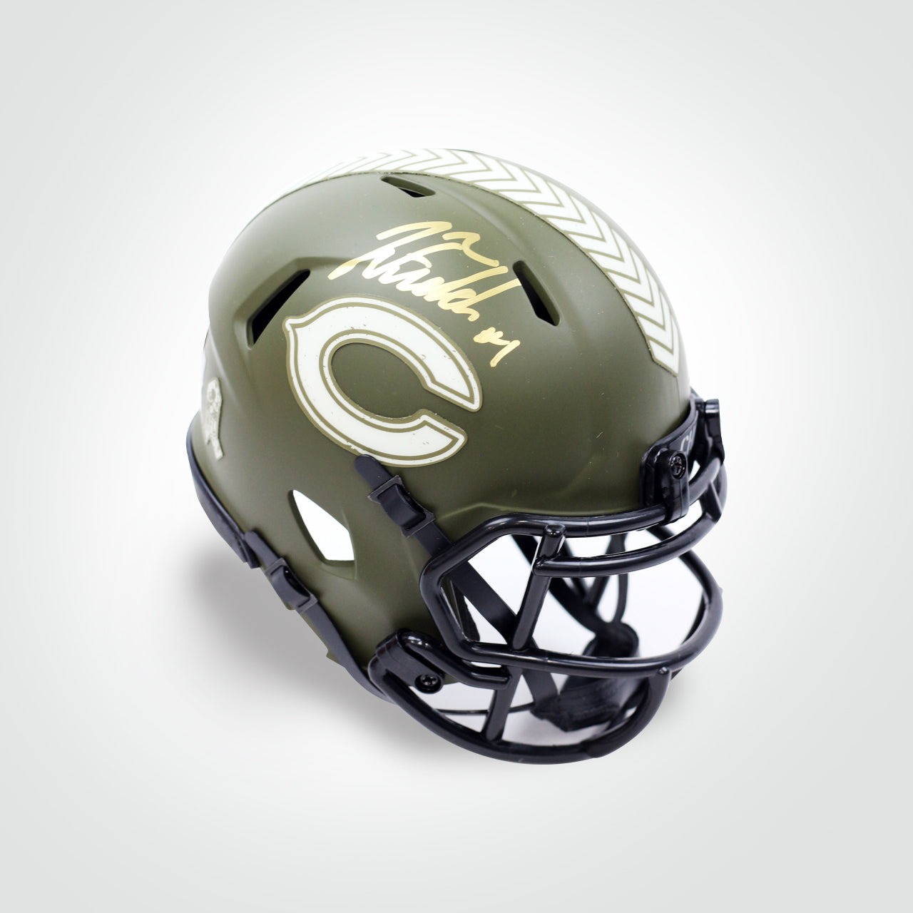 Justin Fields Signed Bears Salute to Service Mini Helmet