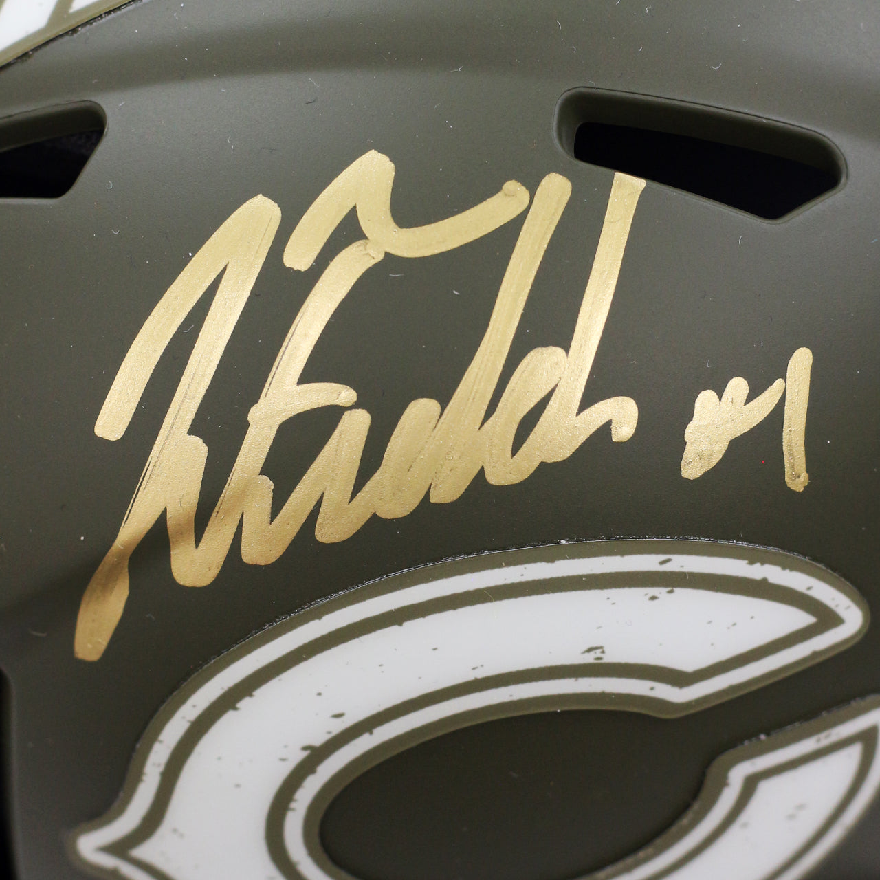 Justin Fields Signed Bears Salute to Service Mini Helmet