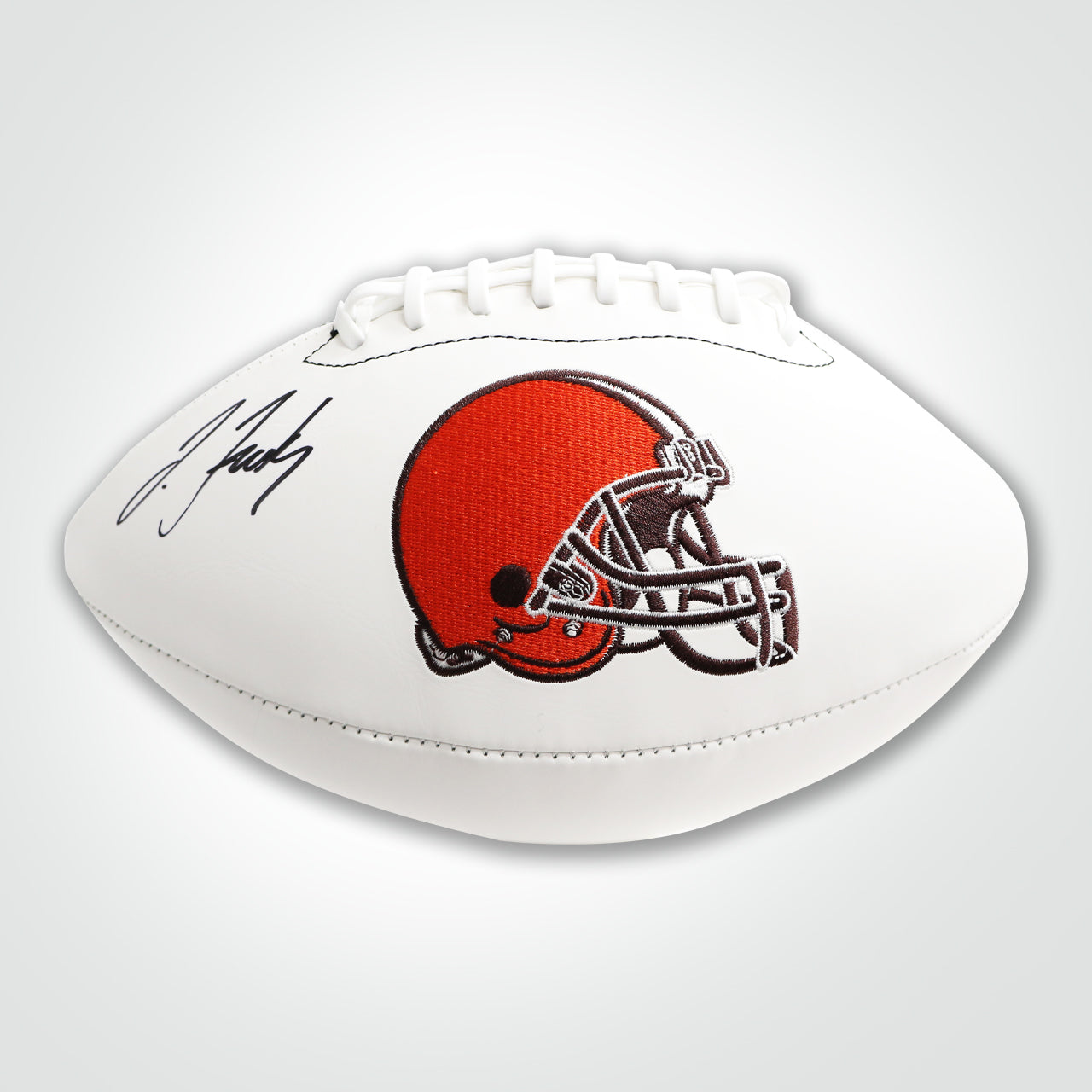 Jerry Jeudy Signed Browns White Logo Football