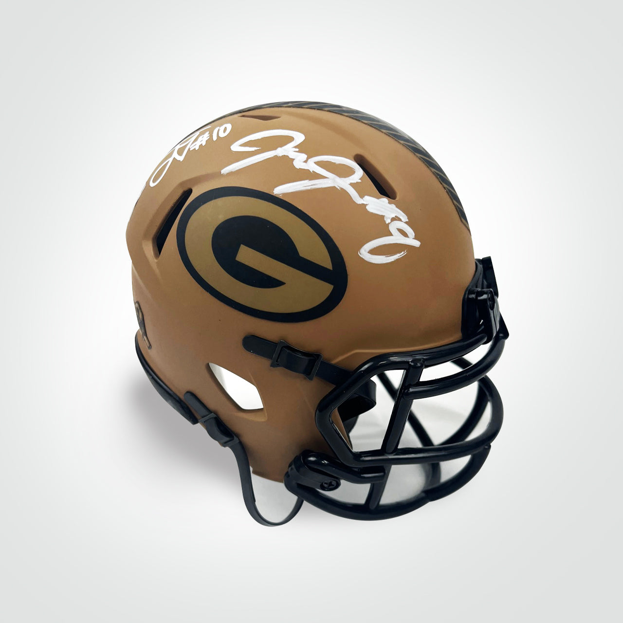 Jordan Love & Josh Jacobs Signed Packers Salute to Service (STS) Mini Helmet