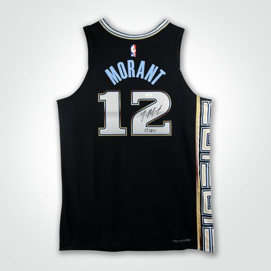 Ja Morant Signed Grizzlies Nike City Edition Inscribed "12 Skii" Jersey