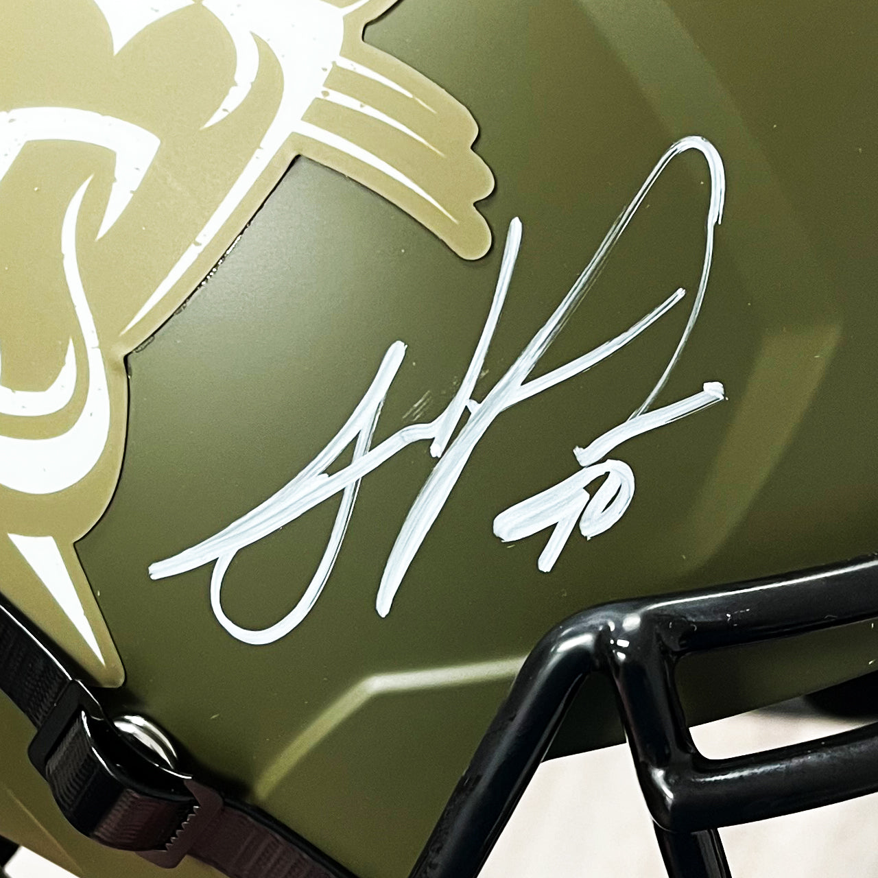 Julius Peppers Signed Panthers Salute To Service Full Size Replica Helmet
