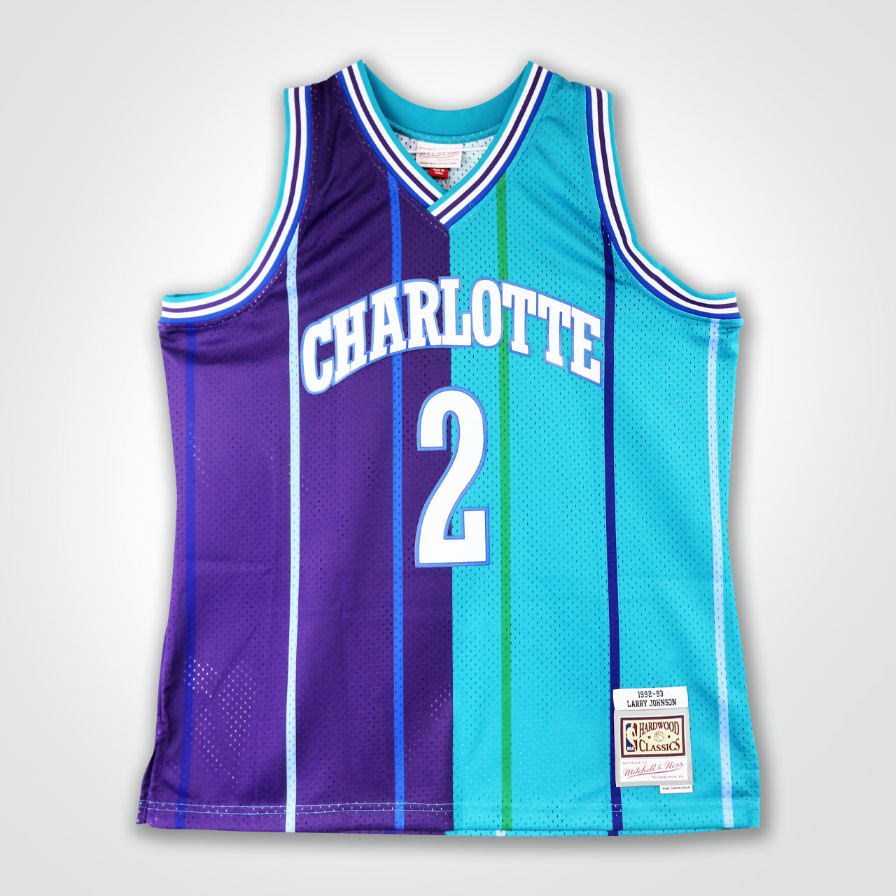 Larry Johnson Signed Hornets Mitchell & Ness Replica Jersey