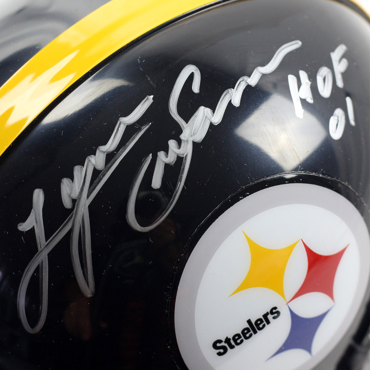 Lynn Swann Signed Steelers VSR4 Mini Helmet Inscribed "HoF 01"