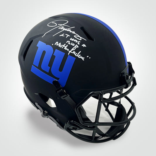 Lawrence Taylor Signed Giants Eclipse Inscribed Full Size Authentic Helmet Inscribed "LT Was A Bad MF'er"