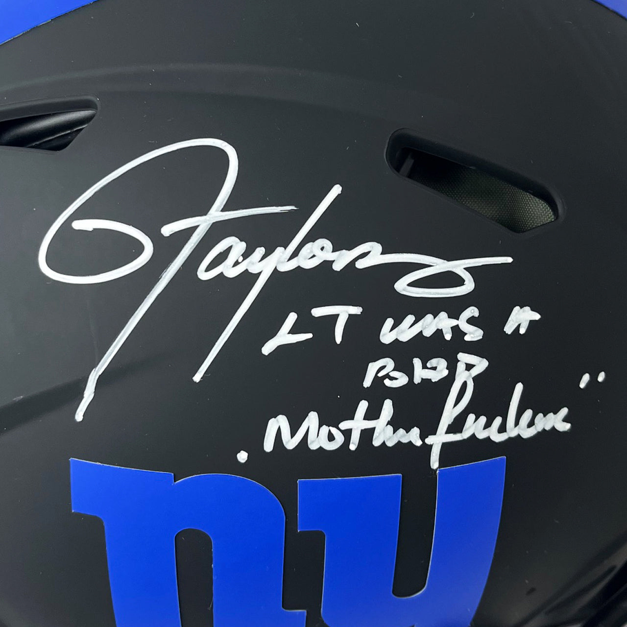 Lawrence Taylor Signed Giants Eclipse Inscribed Full Size Authentic Helmet Inscribed "LT Was A Bad MF'er"