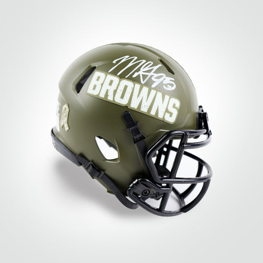 Myles Garrett Signed Browns Salute to Service Speed Mini Helmet