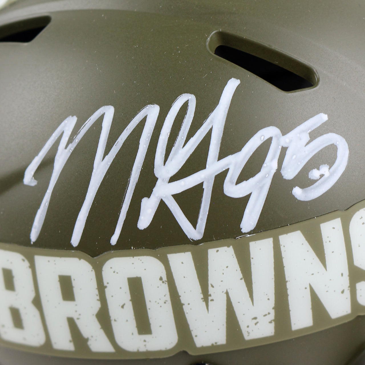 Myles Garrett Signed Browns Salute to Service Speed Mini Helmet