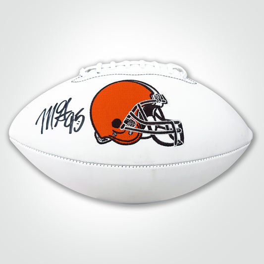 Myles Garrett Signed Browns White Logo Football