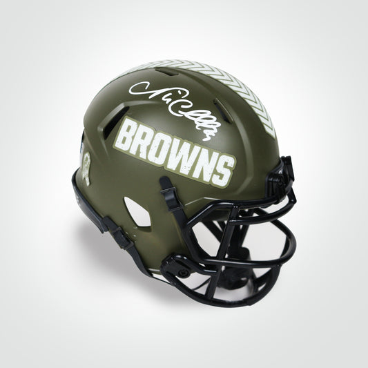 Nick Chubb Signed Browns Salute to Service Mini Helmet