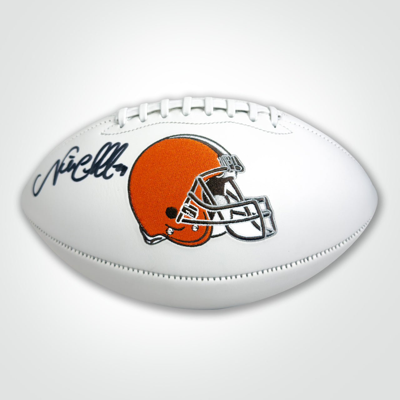 Nick Chubb Signed Browns White Logo Football