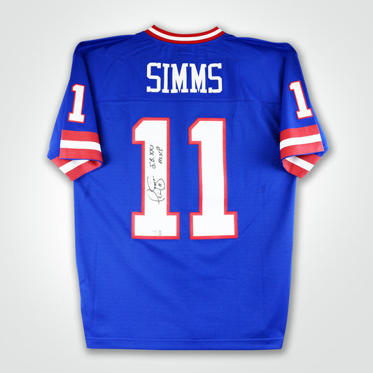 Phil Simms Signed Giants Mitchell & Ness Replica Jersey Inscribed "S.B. XXI M.V.P."