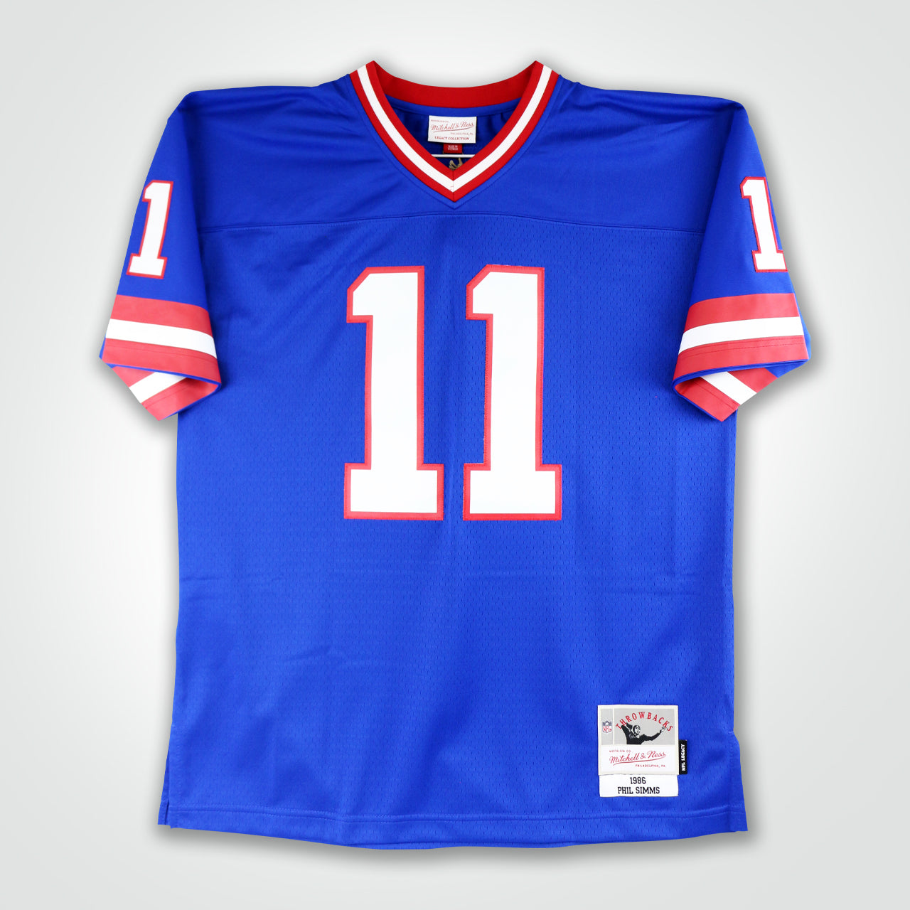 Phil Simms Signed Giants Mitchell & Ness Replica Jersey Inscribed "S.B. XXI M.V.P."