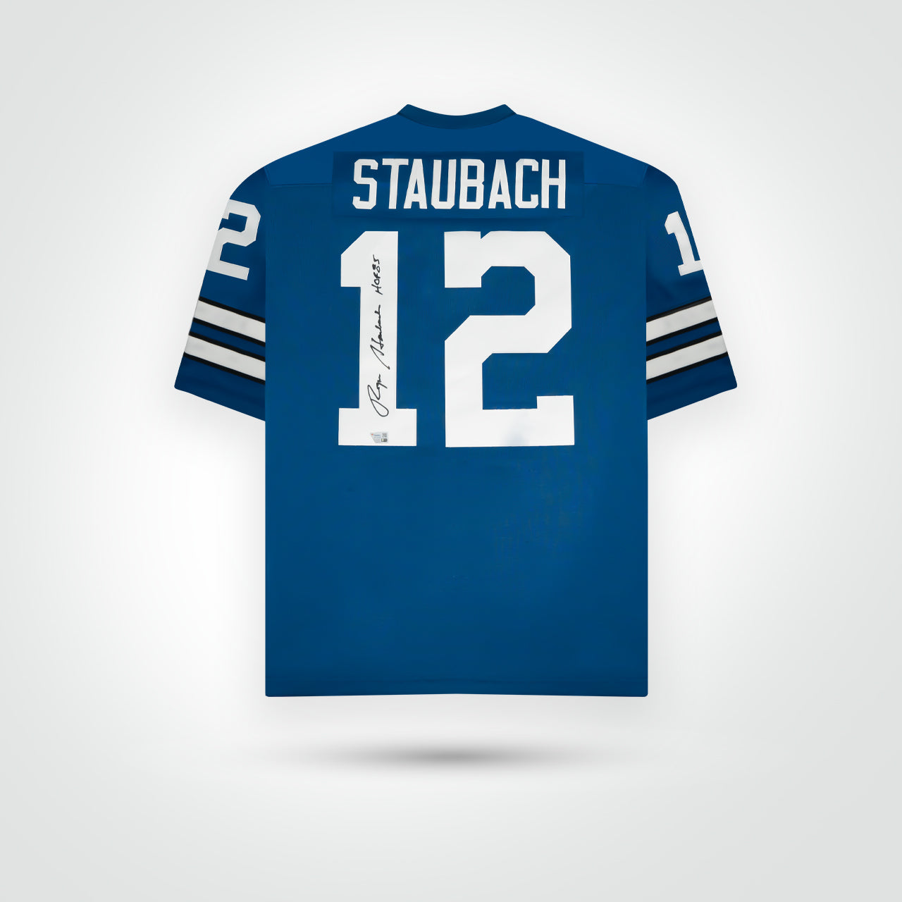 Roger Staubach Signed Cowboys Mitchel & Ness Authentic Jersey Inscribed "HoF 85"