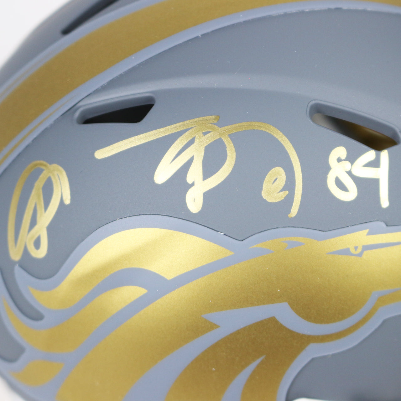 Shannon Sharpe Signed Broncos Slate Mini Helmet