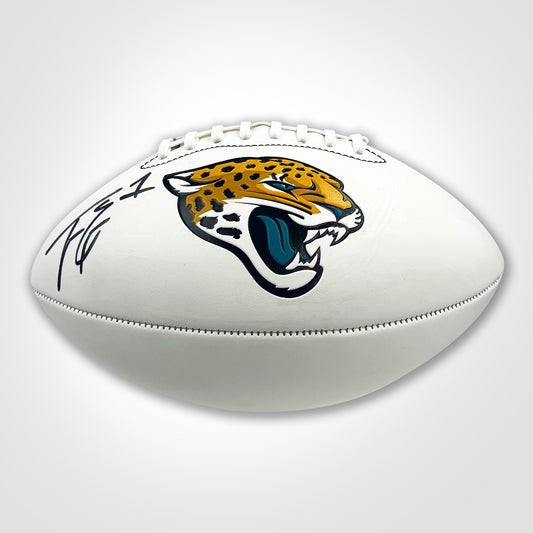 Travis Etienne Signed Jaguars White Panel Football