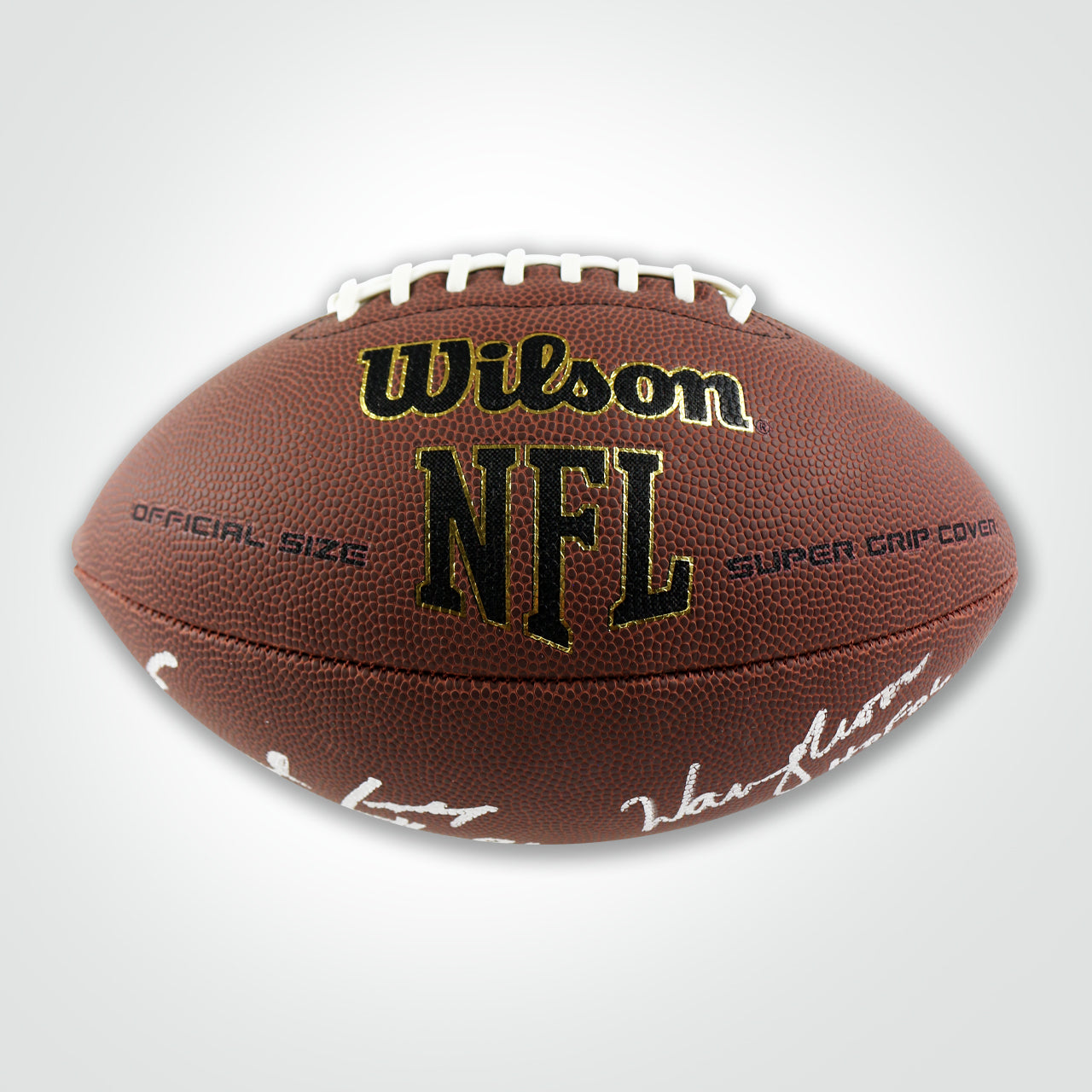 Warren Moon & Earl Campbell Dual Signed Football Inscribed "HoF 06" - Warren Moon & "HoF 91" - Earl Campbell