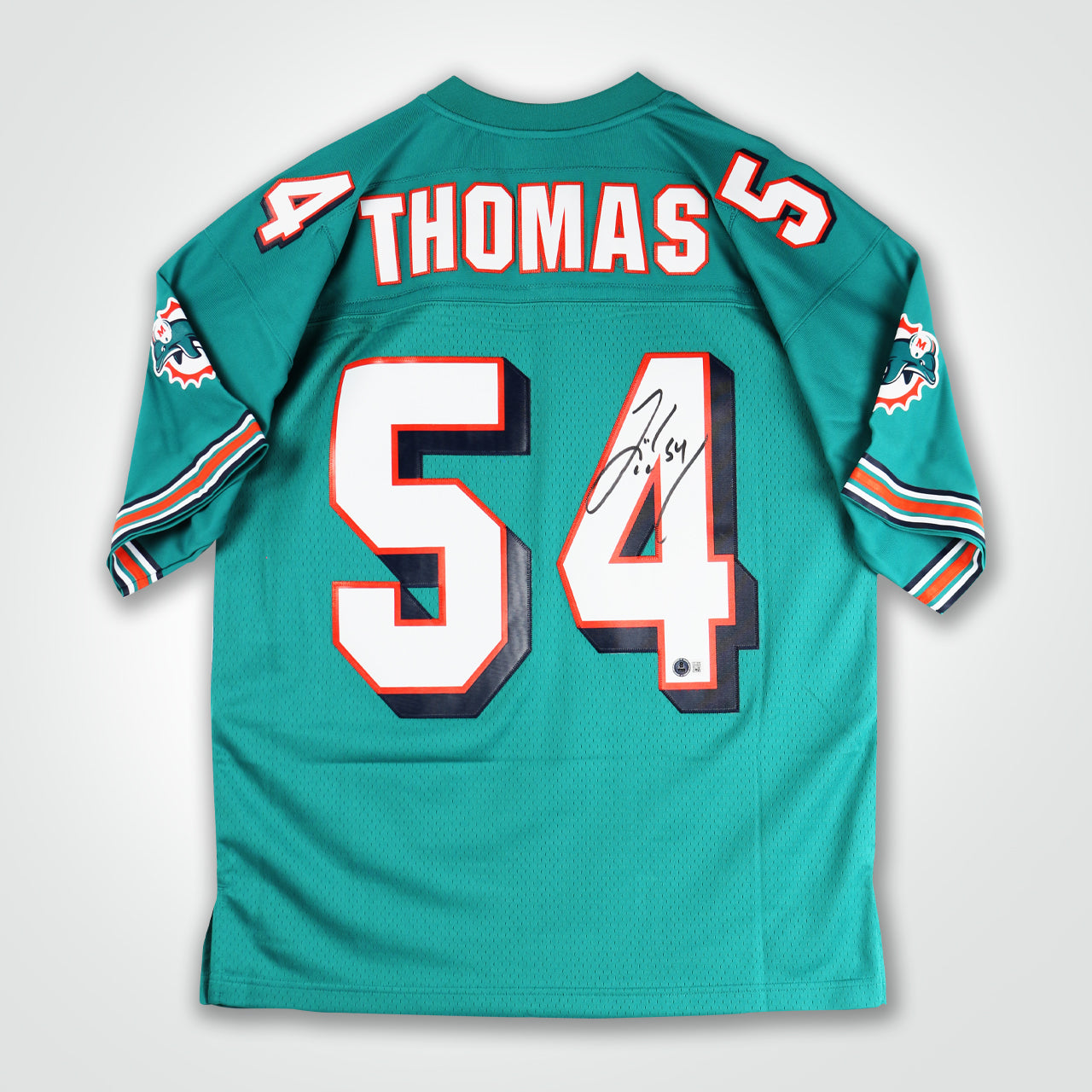 Zach Thomas Signed Dolphins Mitchell & Ness Replica Jersey